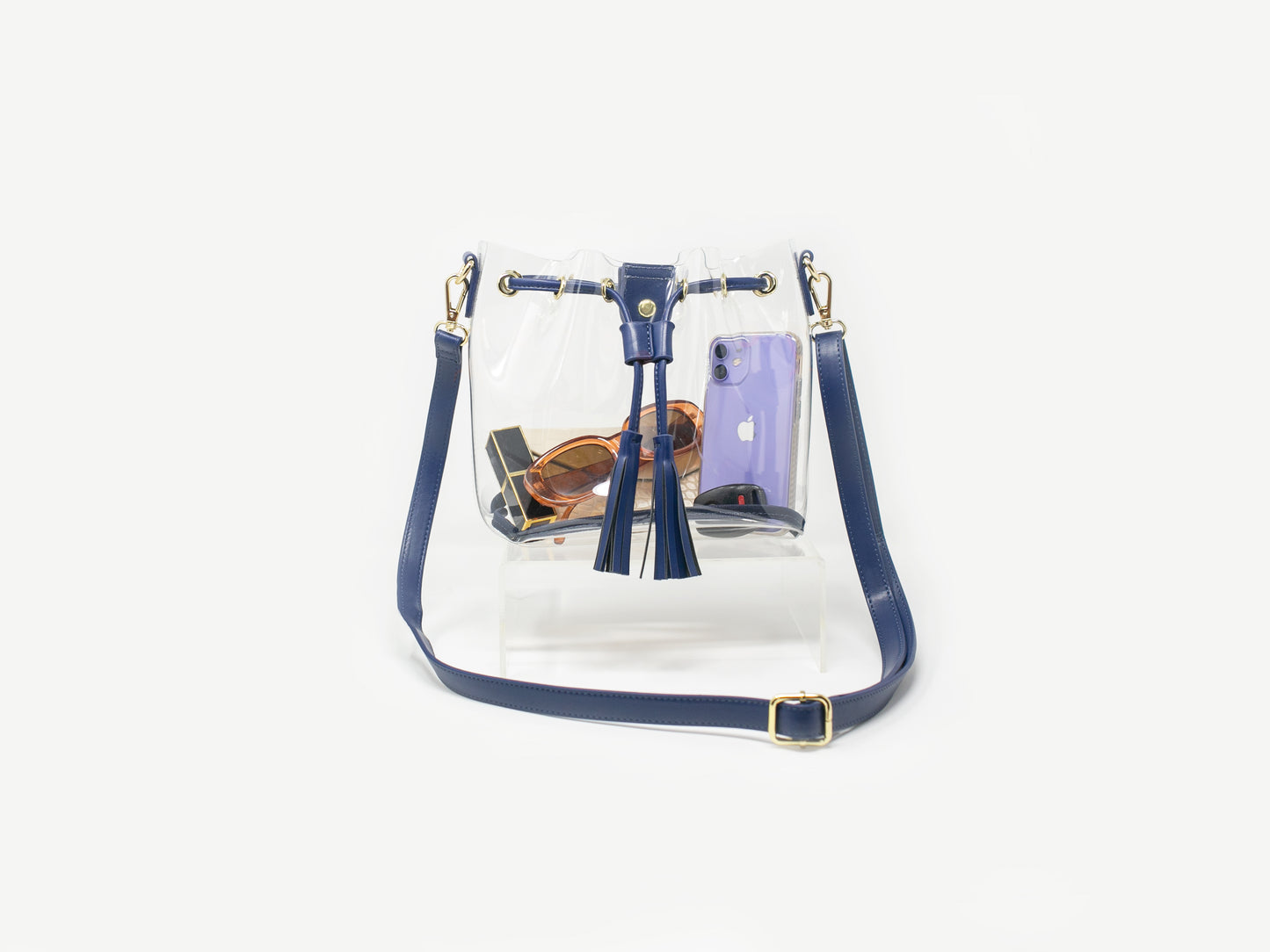navy blue clear stadium bag purse tote for gameday béis