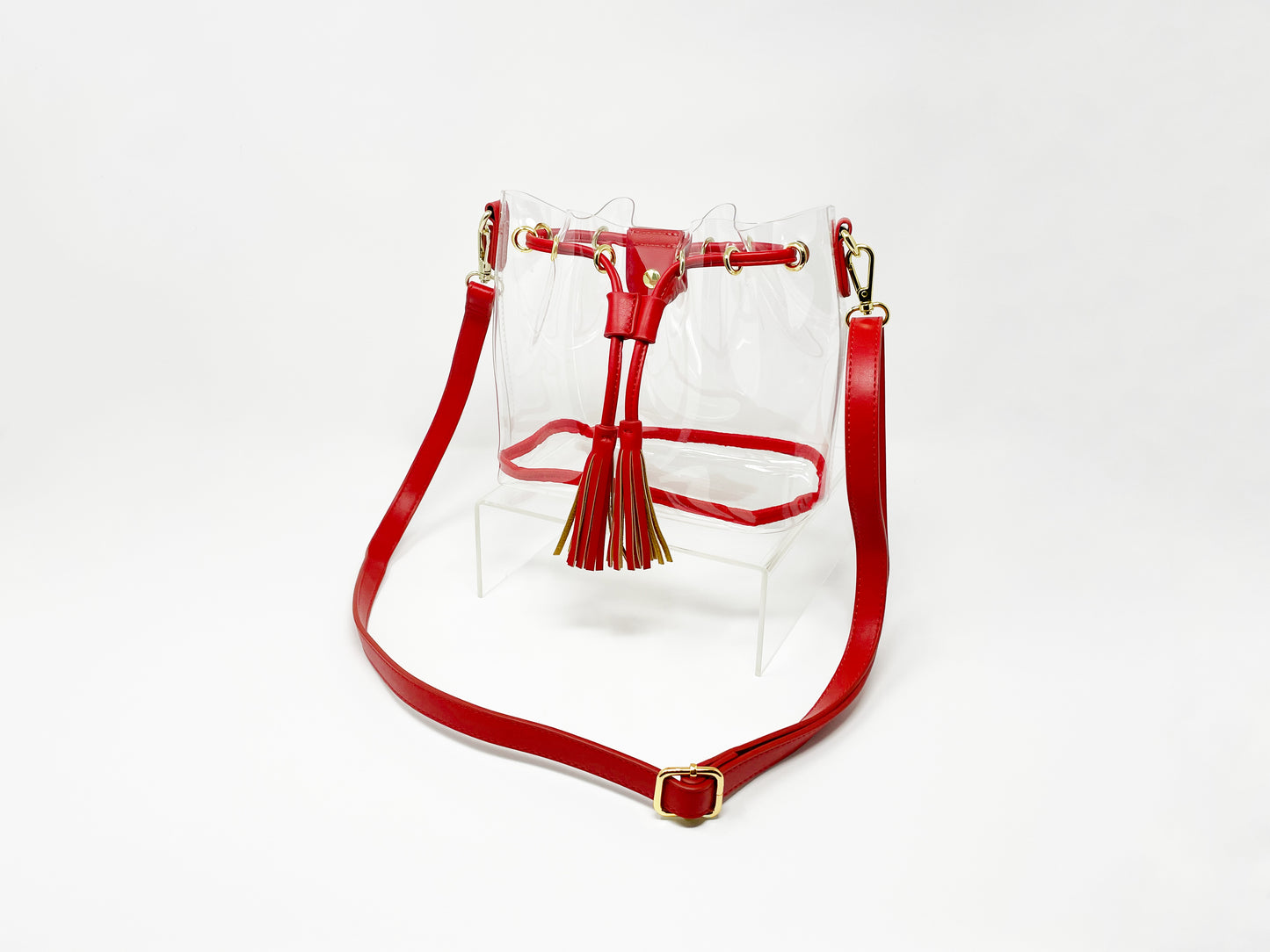 red and gold clear handbag for gameday concerts festivals georgia bulldogs stadium approved