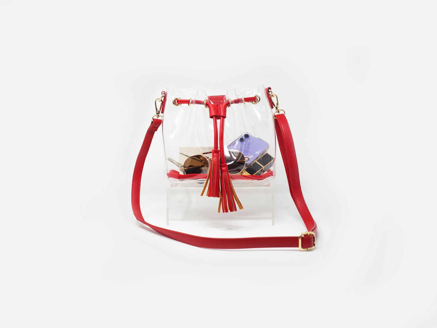 red clear bag for nfl gameday stadium approved clear purse cute clear bags